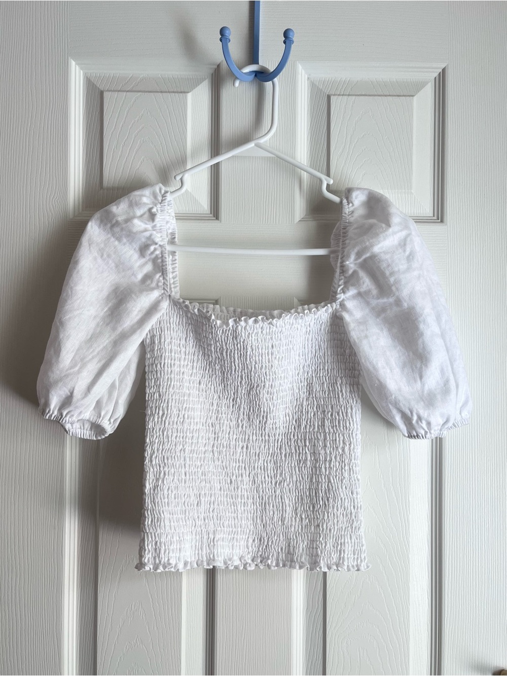 Reformation White Linen Mulberry Top